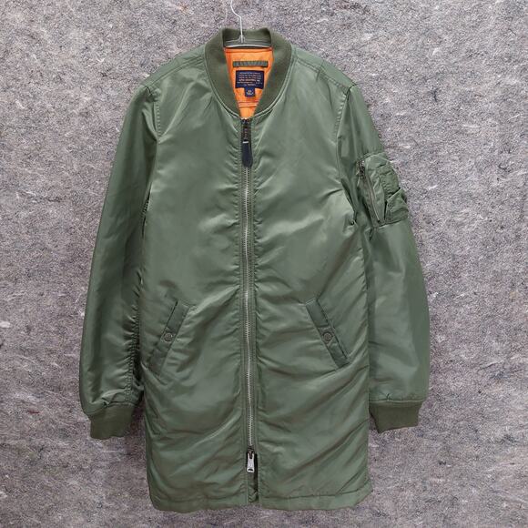 Alpha Industries MA-1 Bomber Jacket Women's XS Green Full Zip Long Streetwear - Picture 1 of 10